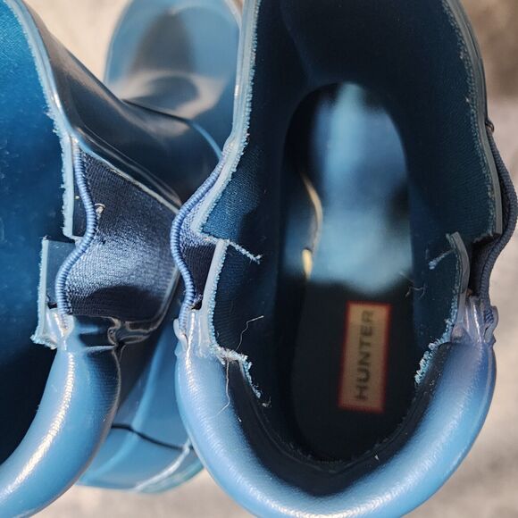 HUNTER TEAL CHUNKY BLOCK HEEL CHELSEA RAIN BOOTS Women's Size 8 - Picture 11 of 12